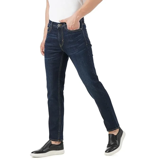Inkd Men's Contrast Stitch Stretchable Regular Fit Jeans
